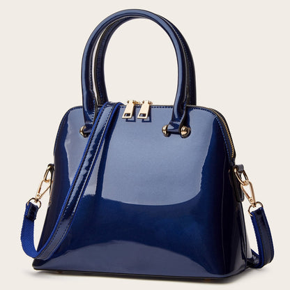 Chic Glossy Ladies Compact Satchel Handbag