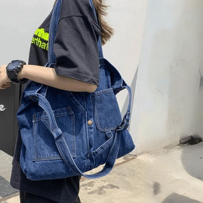 Urban Oversize Denim Shoulder Bag Ladies