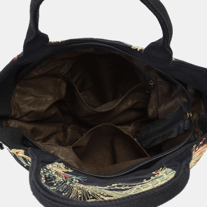 Exquisite Peacock Embroidery Ladies Medium Handbag