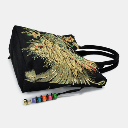 Exquisite Peacock Embroidery Ladies Medium Handbag