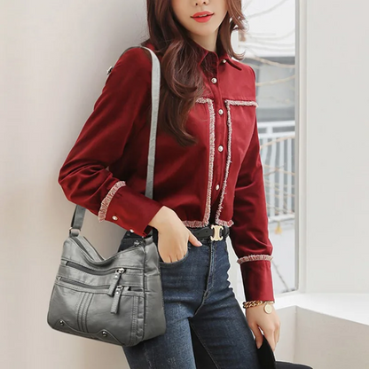 Women's Leather Shoulder Bag with Secure Pockets