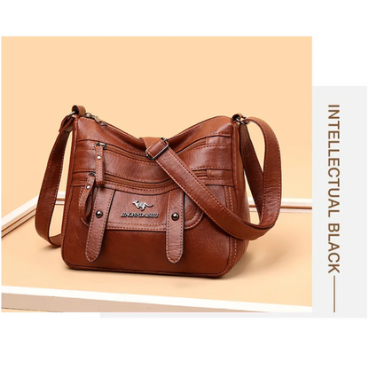 Women's Leather Multi Compartment Shoulder Sling Bag