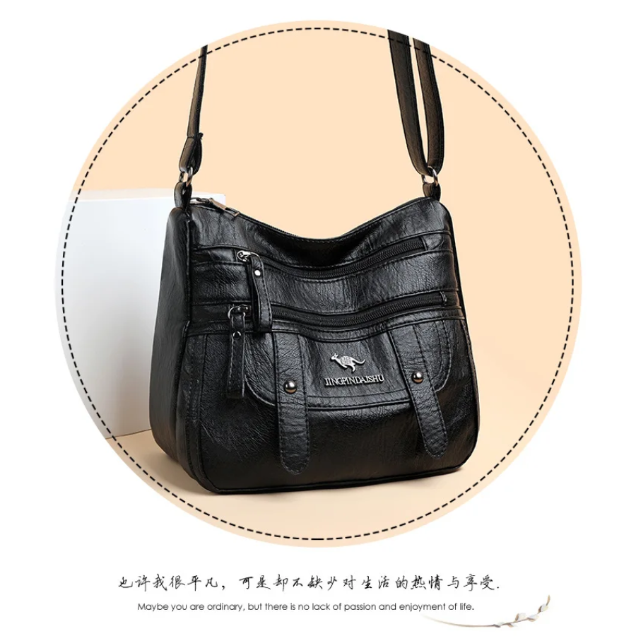 Women's Leather Multi Compartment Shoulder Sling Bag