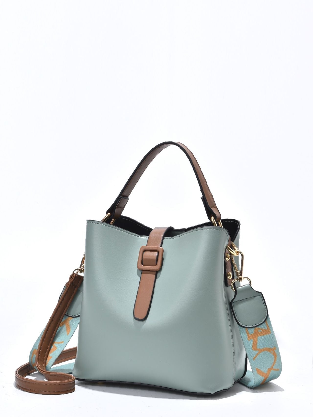 Elegant Letter Embellished Ladies Bucket Bag