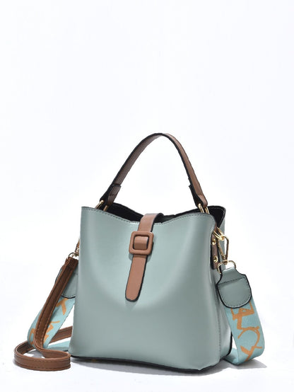 Elegant Letter Embellished Ladies Bucket Bag