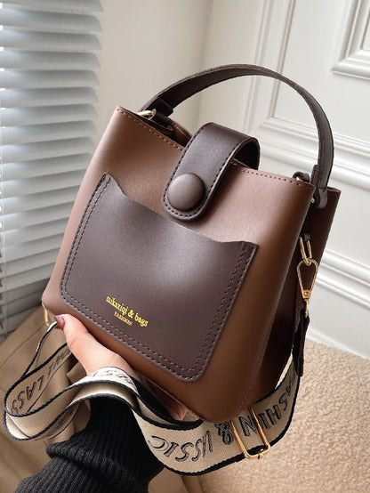 Chic Stylish Front Pocket Bucket Bag