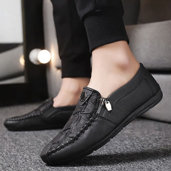 Luxury Leather Zipper Men's Slip-on Shoes