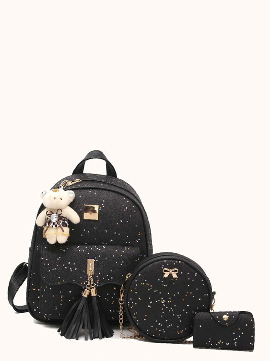 Black Spacious Set Of 3 Schoolbag