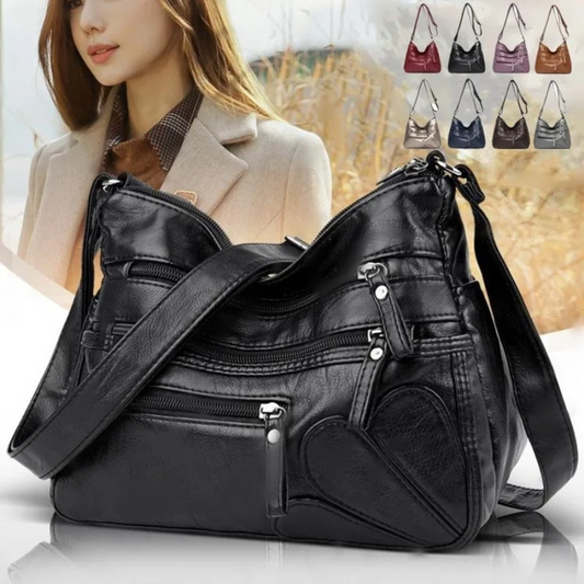 Women's Leather Shoulder Bag with Secure Pockets