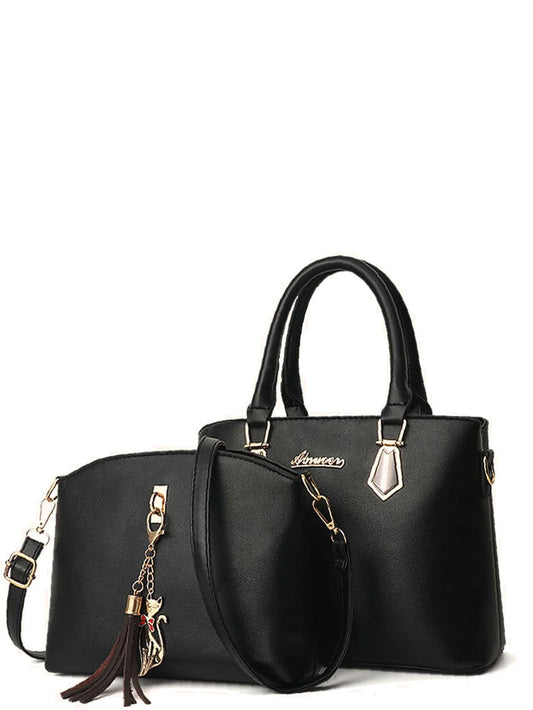 Black Leather Set Of Tote Bags