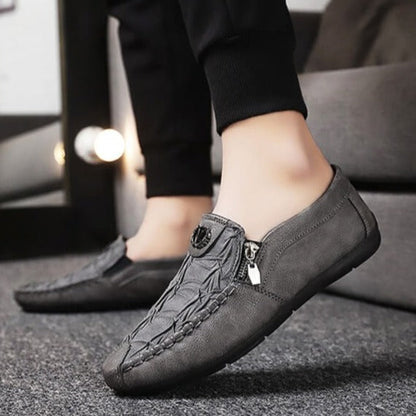 Luxury Leather Zipper Men's Slip-on Shoes