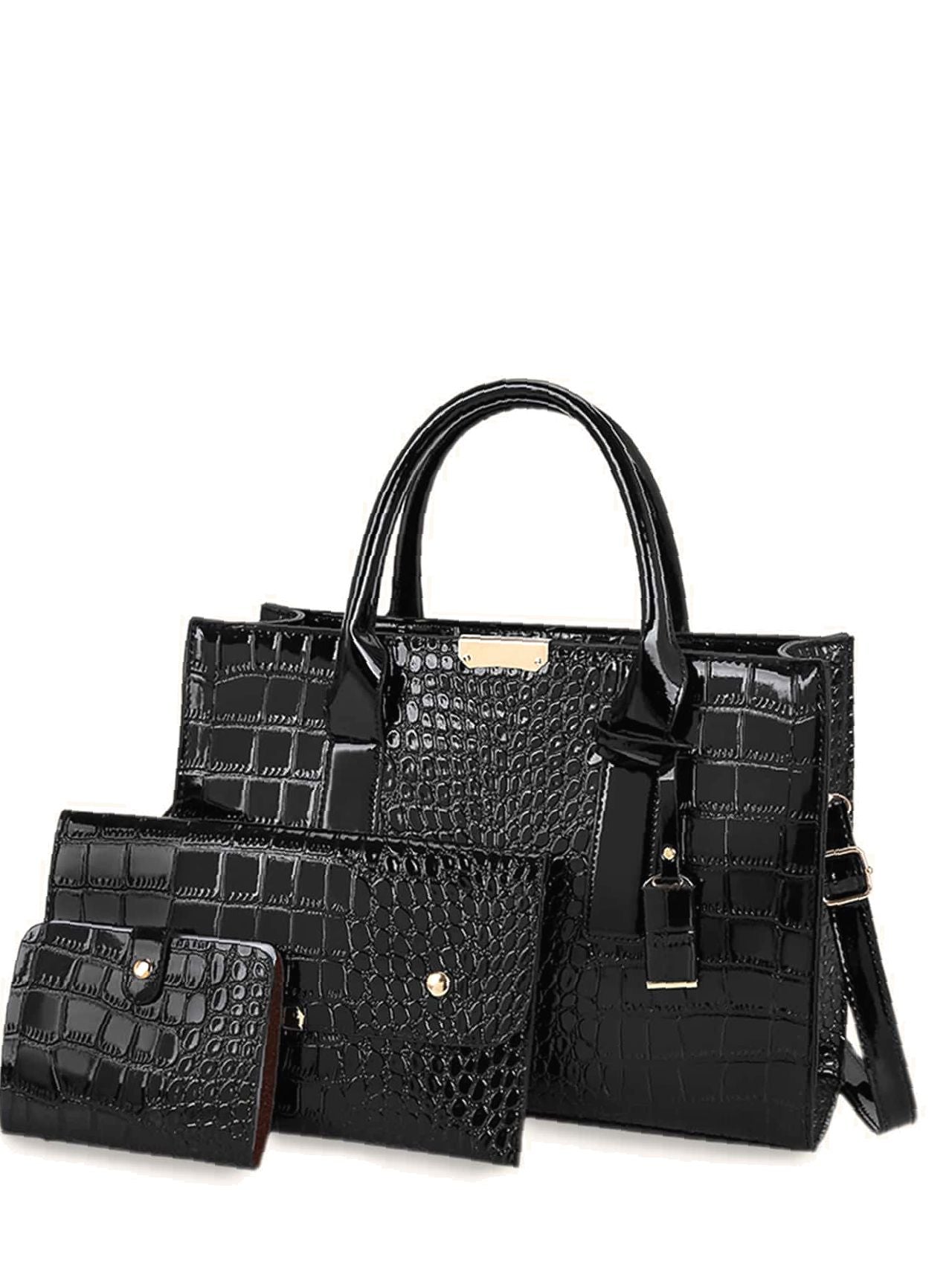 Allure Croco Embossed 3Pcs Satchel Set