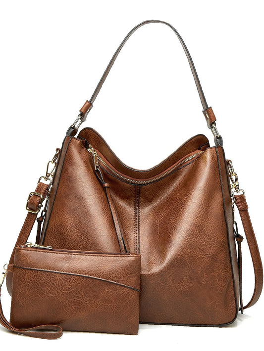 Brown Elegant Duo Minimalist Shoulder Bag