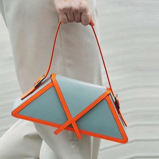 Chic Contrasting Trapezoidal Ladies Shoulder Bag