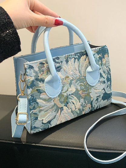 FlowerCharm Satchel Bag Blue