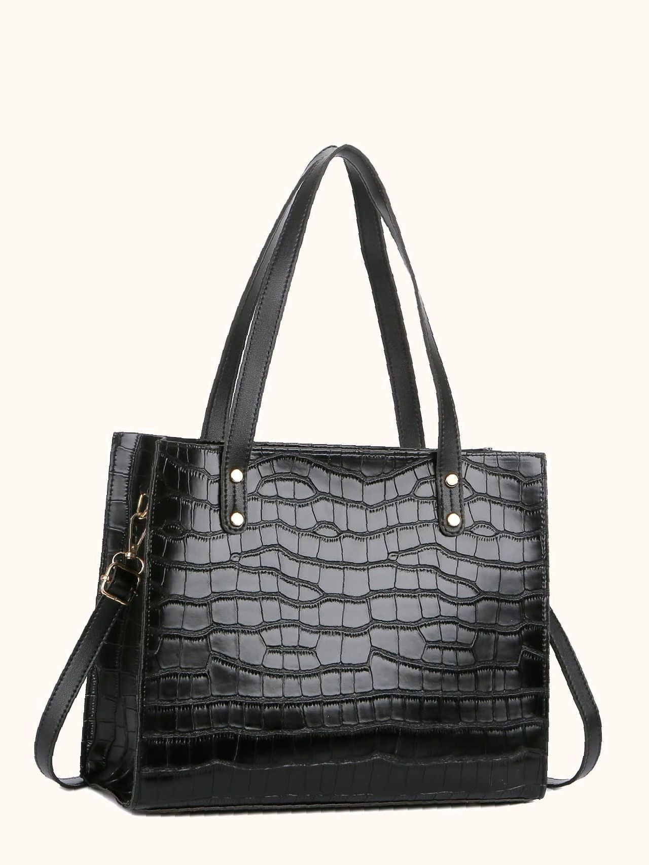 Black Luxurious Croco 4Pcs Bag Set