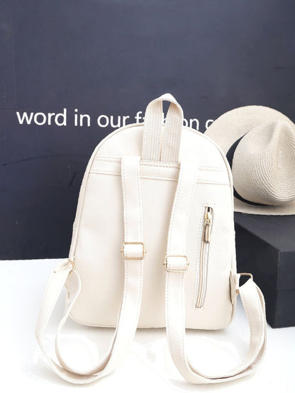 Beige Animal Embroidery 3Pcs Set Backpack