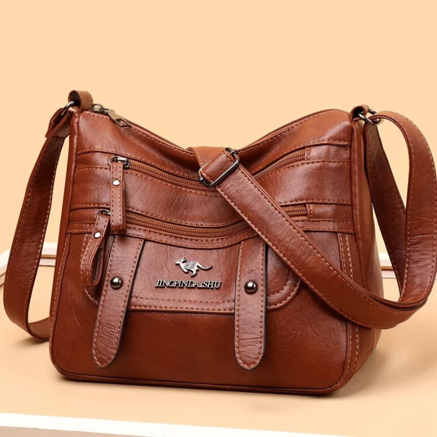 Women's Leather Multi Compartment Shoulder Sling Bag