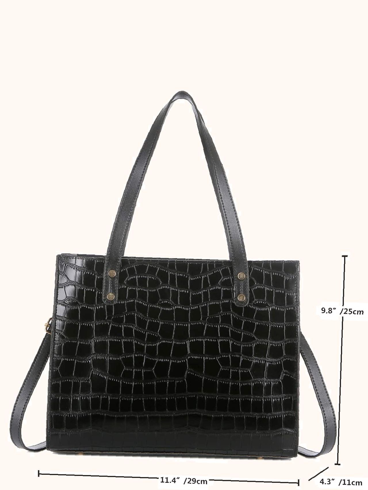 Black Luxurious Croco 4Pcs Bag Set