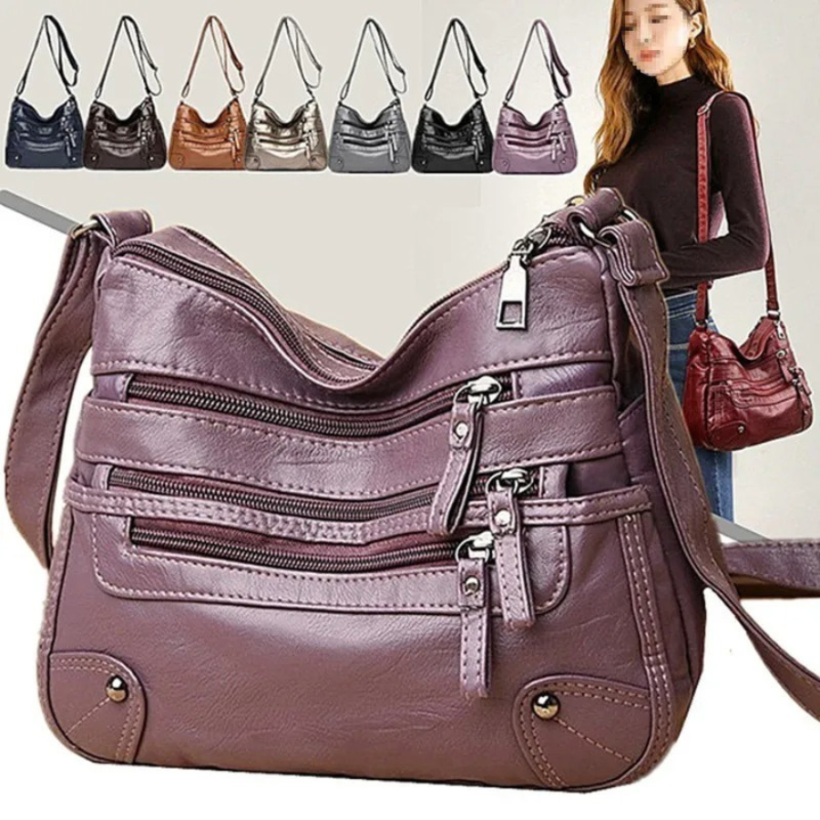 Women's Leather Shoulder Bag with Secure Pockets