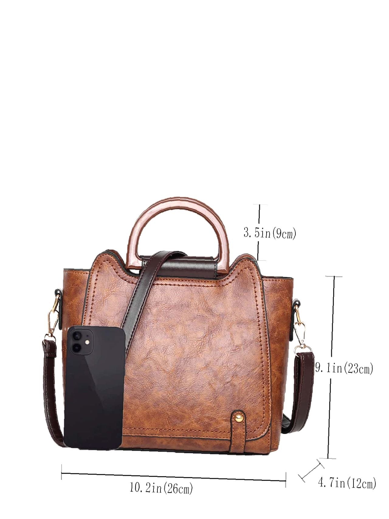 Brown Leather 4Pcs Set Ladies Handbag