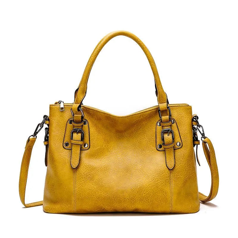 Retro Leather Functional Ladies Medium Handbag