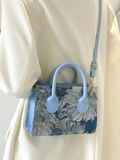 FlowerCharm Satchel Bag Blue