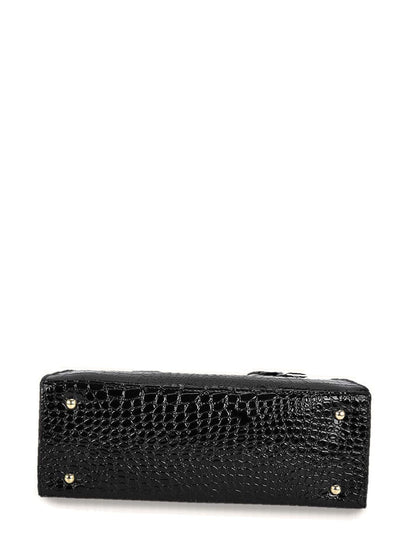 Black Croco Embossed 3Pcs Set Handbag