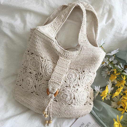 12 inches Floral Knitted Handbag Bag