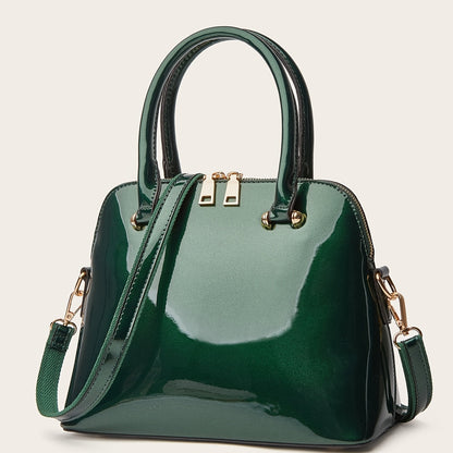 Chic Glossy Ladies Compact Satchel Handbag