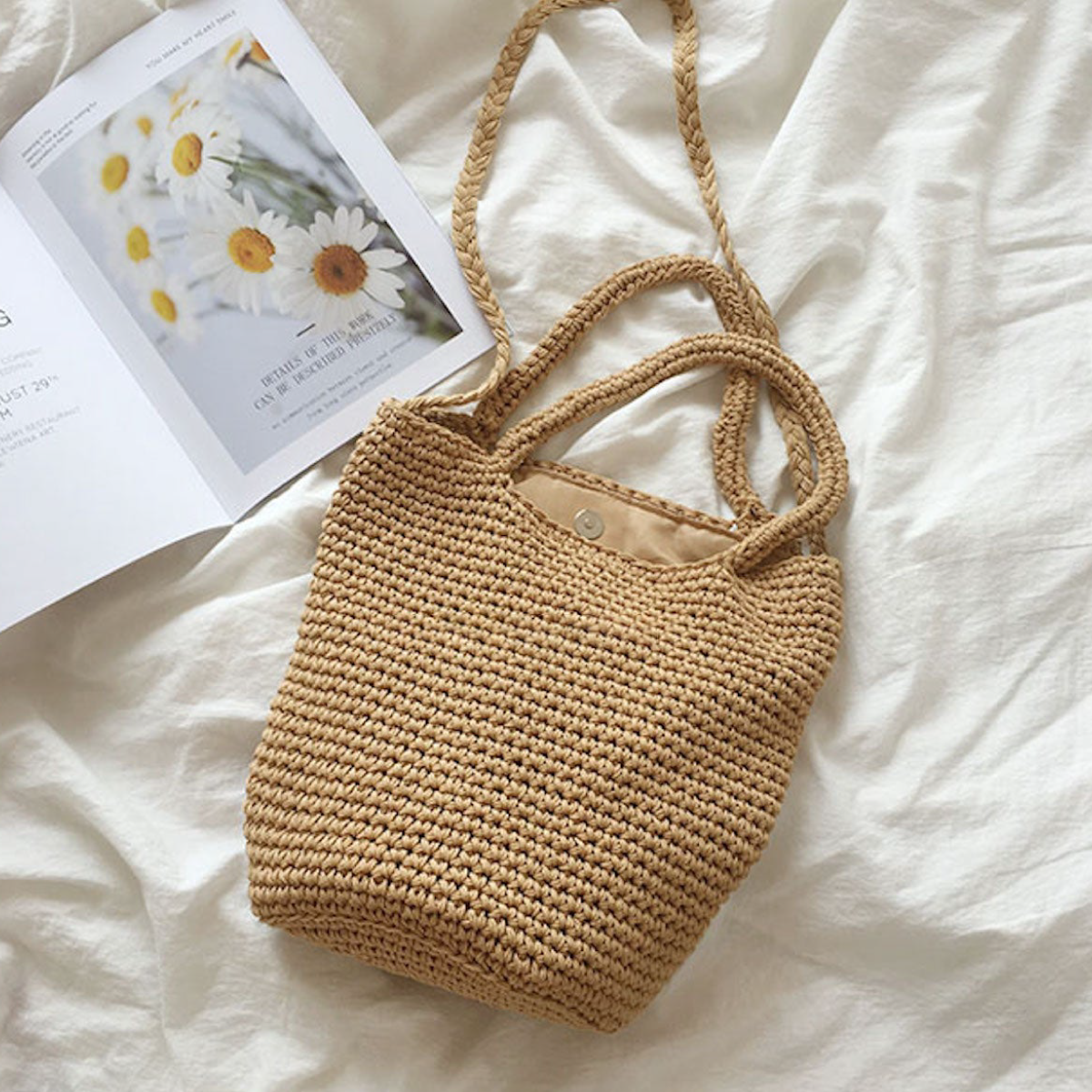 Large Crocheted Cotton Bucket Bag