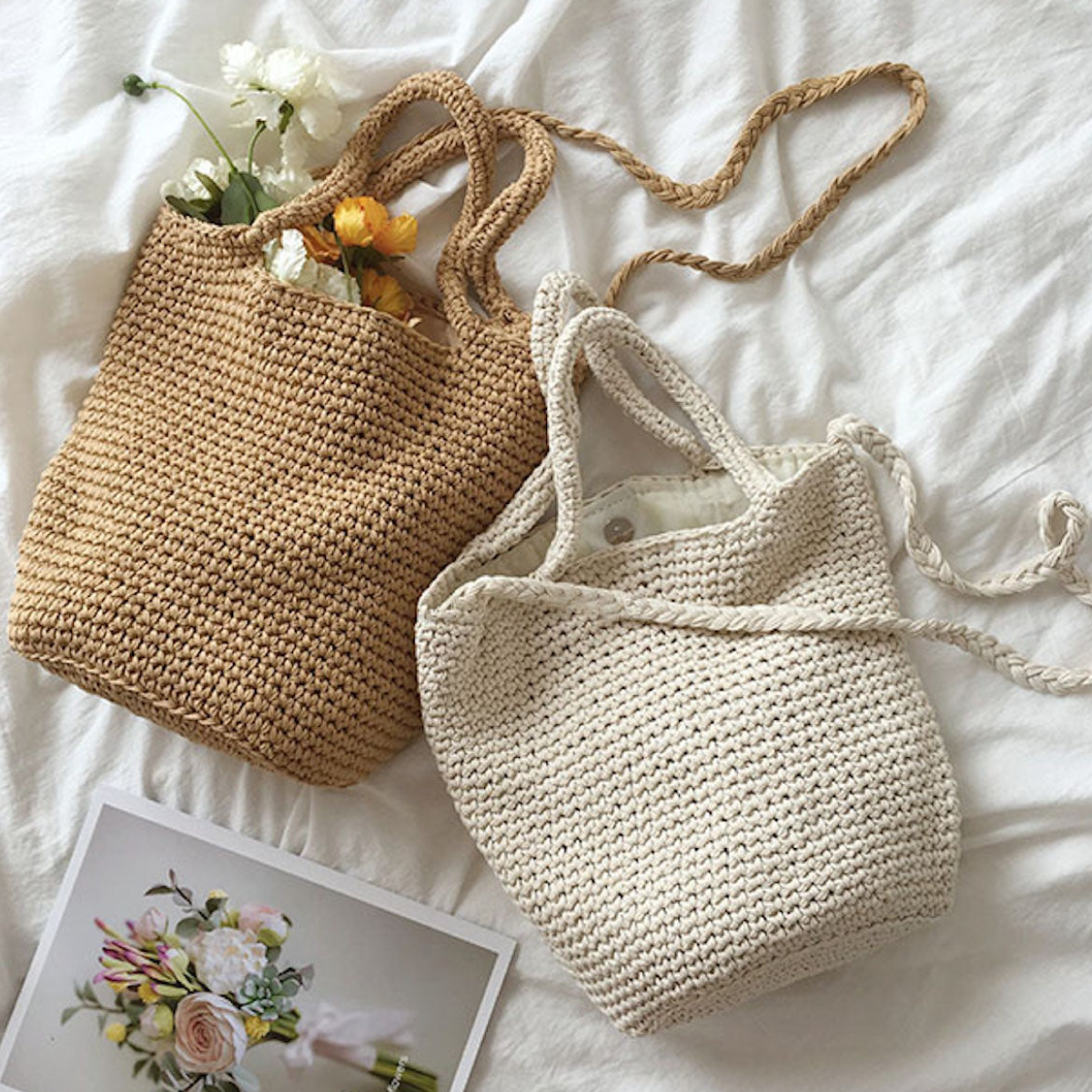 Large Crocheted Cotton Bucket Bag