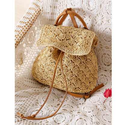 Coastal Charm Straw Beach Bag with Tassels Beach, Daily Use Pack Ready Compact Size