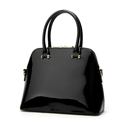 Chic Glossy Ladies Compact Satchel Handbag