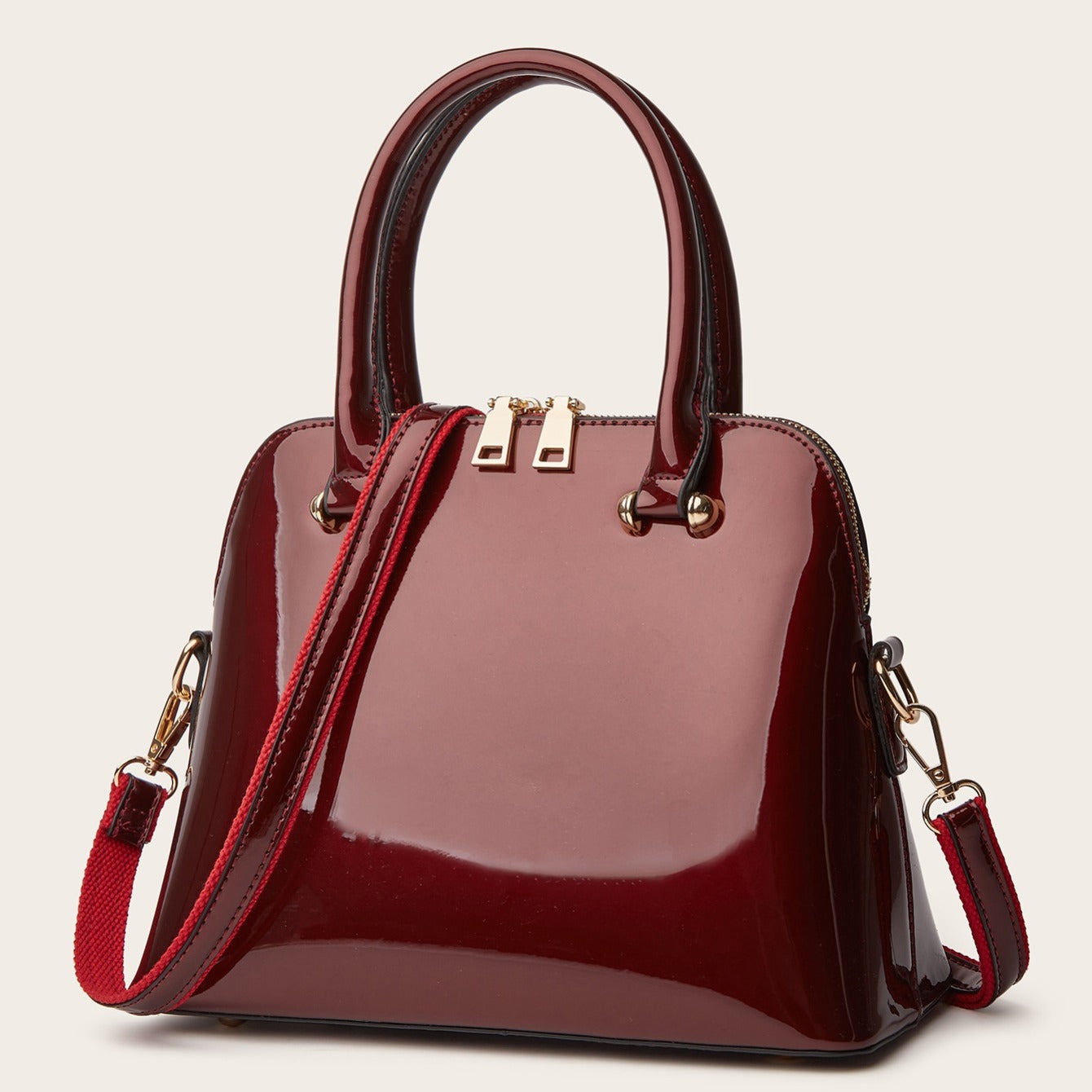 Chic Glossy Ladies Compact Satchel Handbag