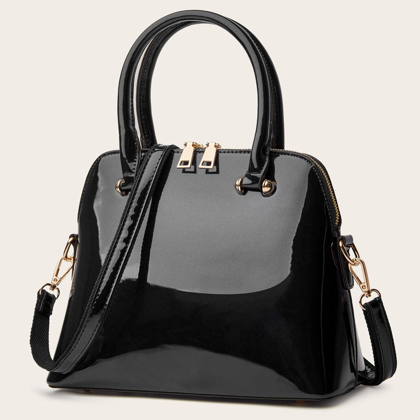 Chic Glossy Ladies Compact Satchel Handbag