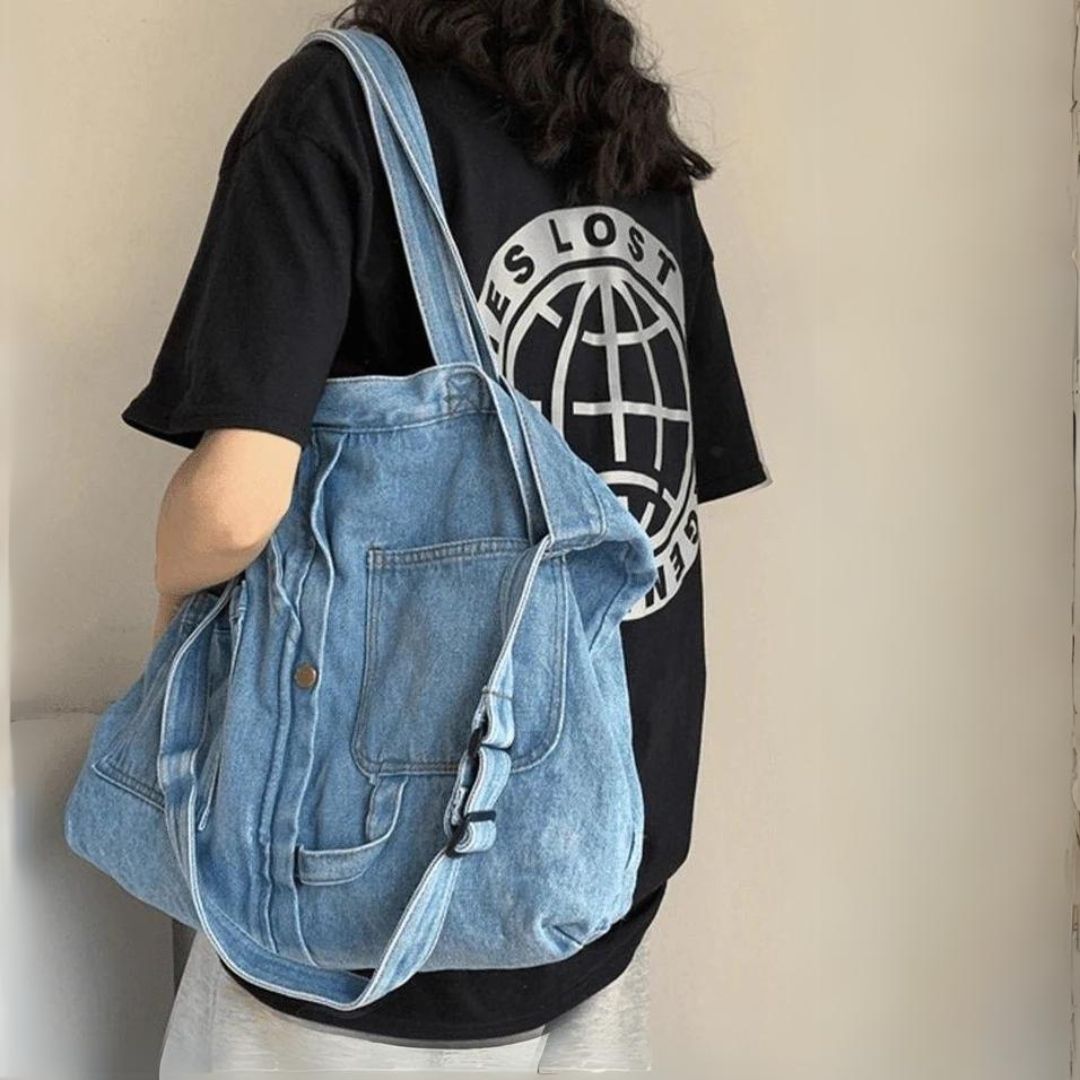 Urban Oversize Denim Shoulder Bag Ladies