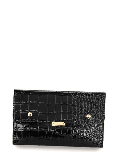 Black Croco Embossed 3Pcs Set Handbag