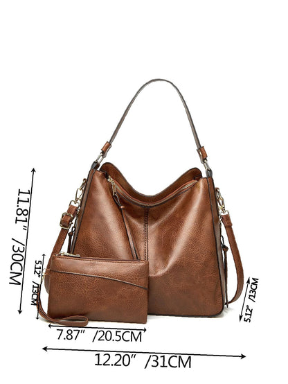 Brown Elegant Duo Minimalist Shoulder Bag