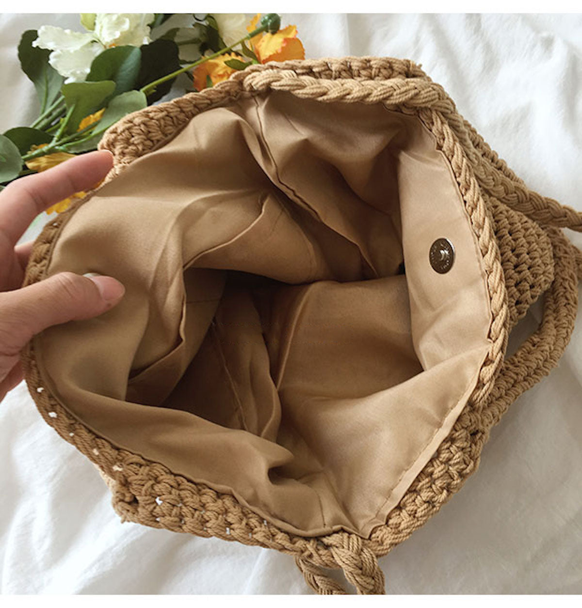 Large Crocheted Cotton Bucket Bag