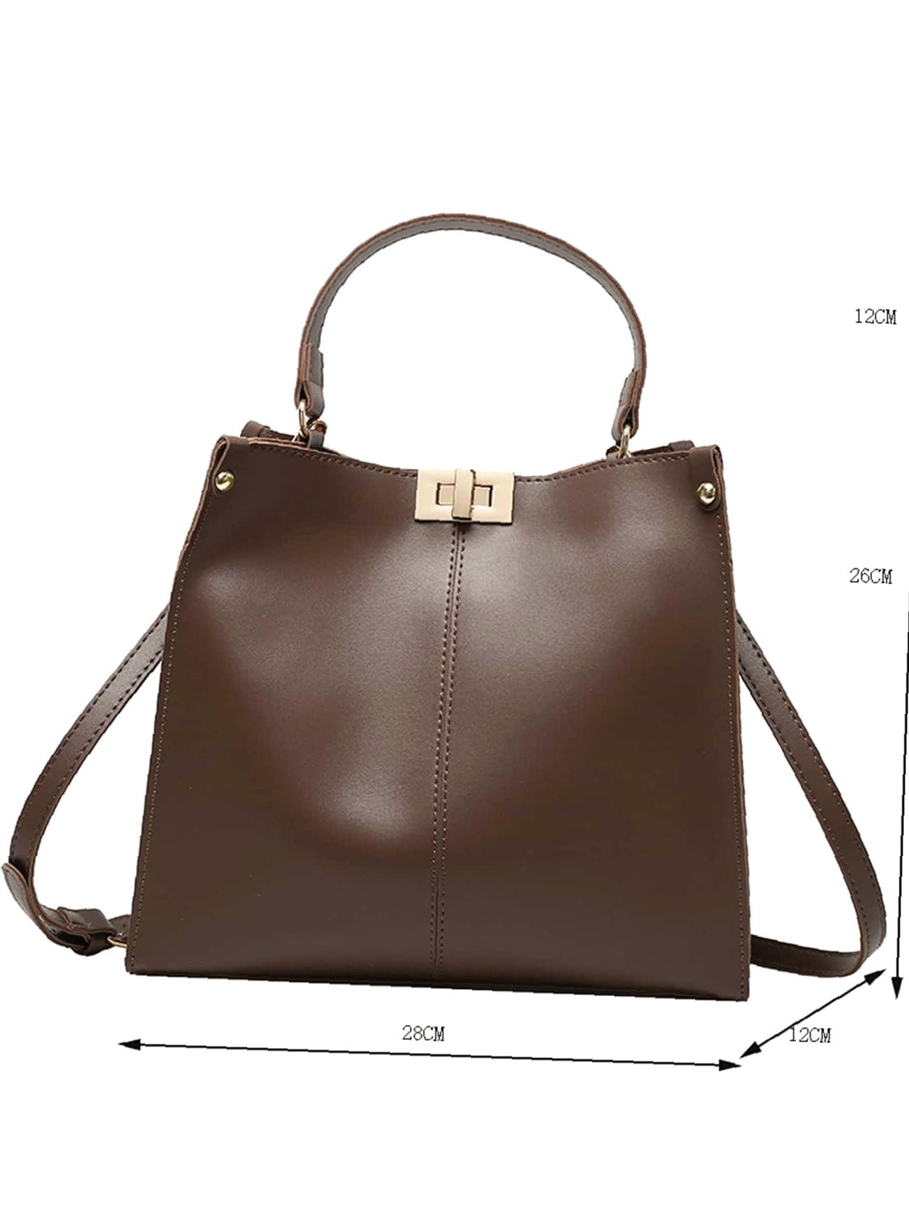 Elegant Twist Lock Bucket Bag Brown