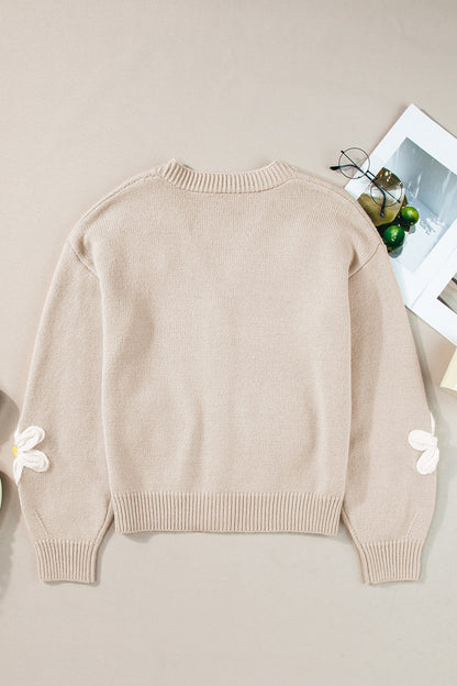 Ladies Floral Free Long Sleeve Sweater