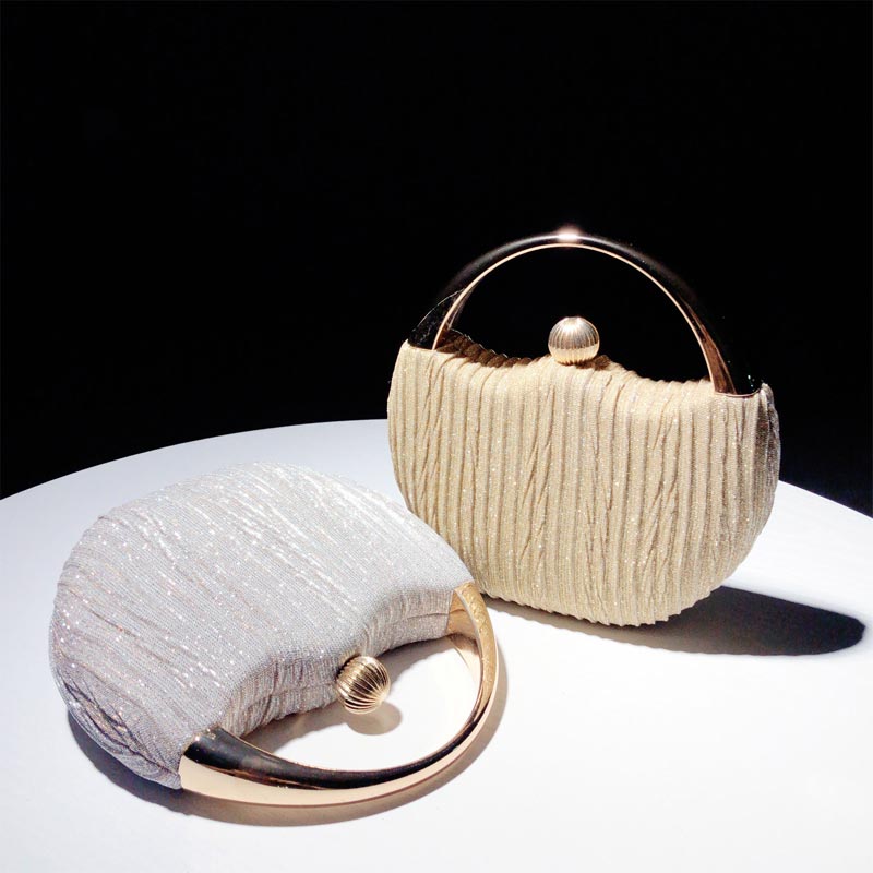 GlamChic Clutch With Metal Handle Compact