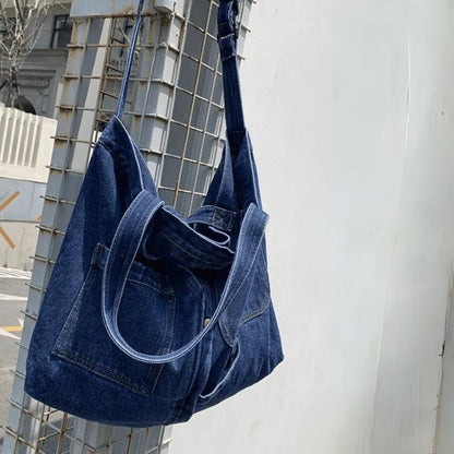 Urban Oversize Denim Shoulder Bag Ladies