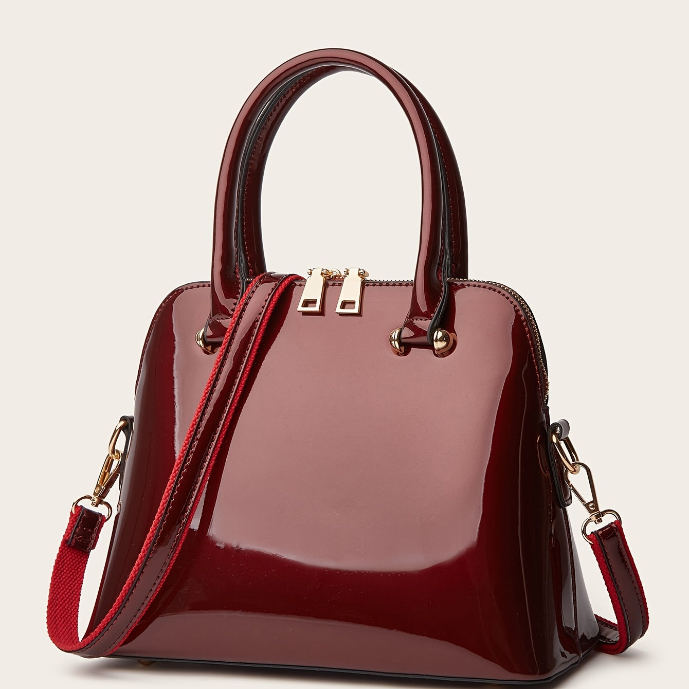 Chic Glossy Ladies Compact Satchel Handbag