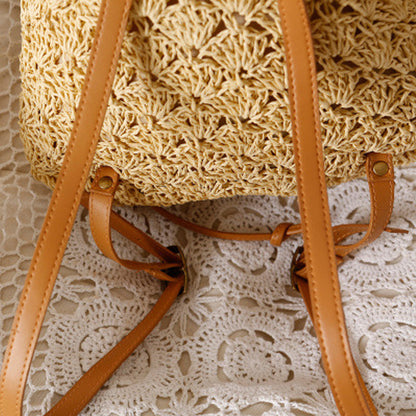 Coastal Charm Straw Beach Bag with Tassels Beach, Daily Use Pack Ready Compact Size