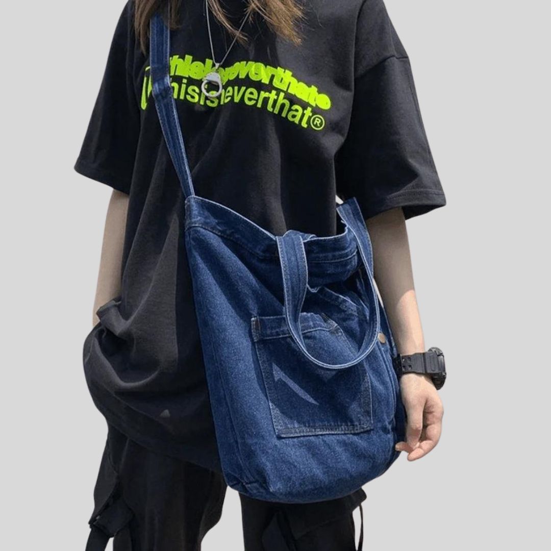 Urban Oversize Denim Shoulder Bag Ladies