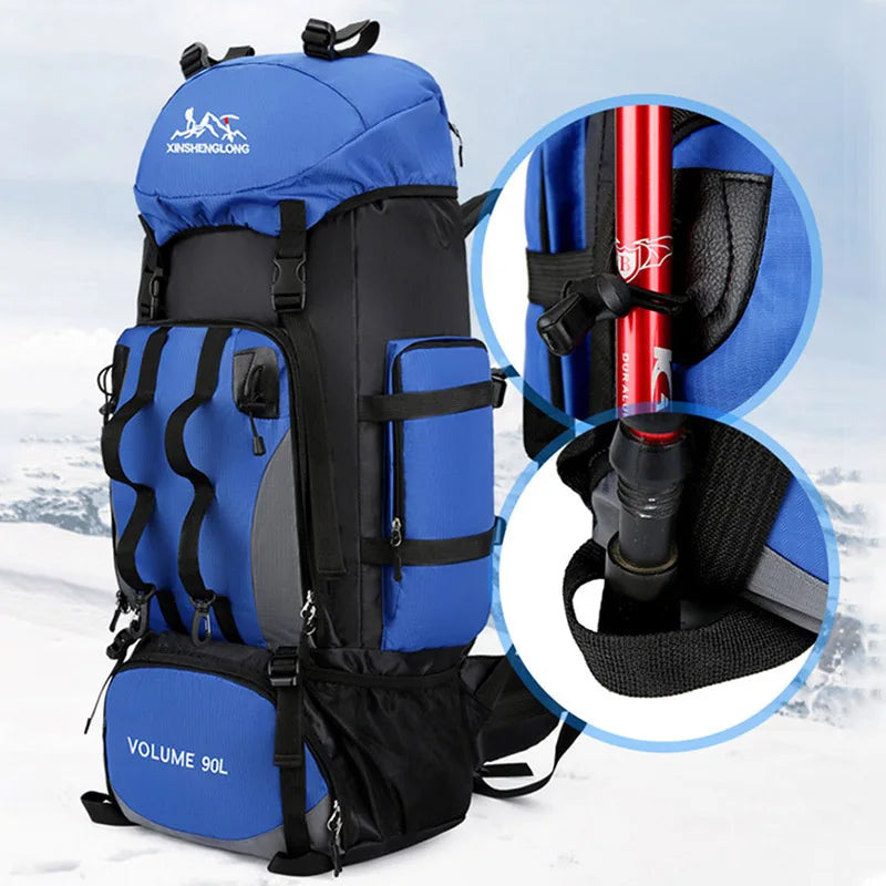 Waterproof Hiking and Camping Backpack Outdoor Adventure Pack Ready 90L Capacity