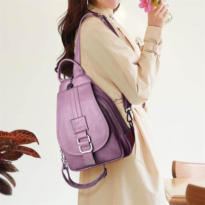 Chic and Stylish Leather Backpack for Urban Elegance Daily Use Pack Ready Compact Size