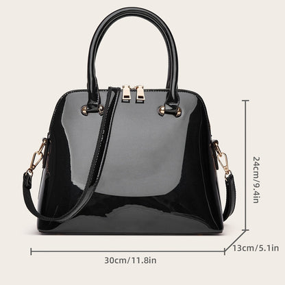 Chic Glossy Ladies Compact Satchel Handbag